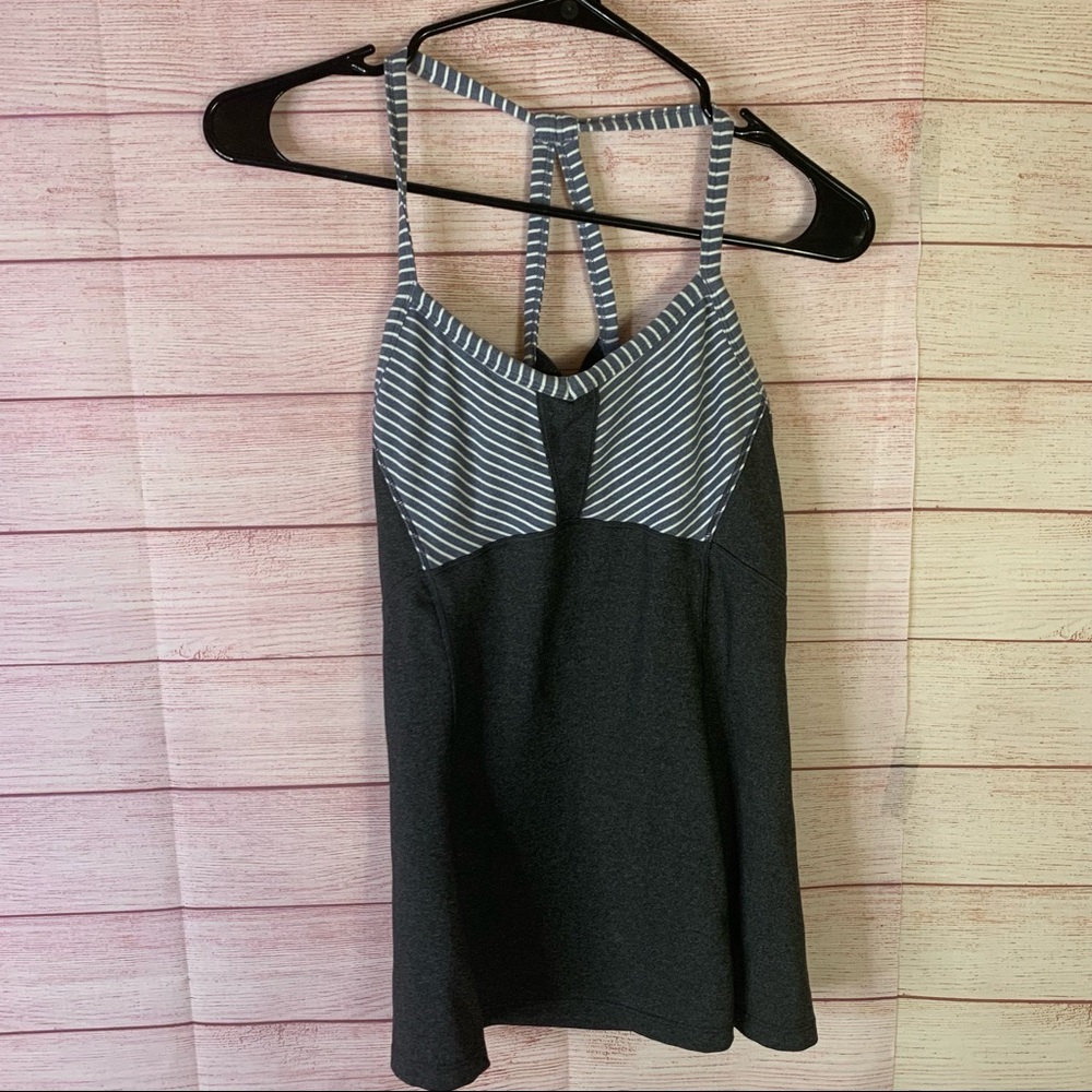 Athleta‎ Heather Grey Striped  Tank Top Size XXS